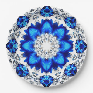 Elegant Wreath Adorned With Blue Flowers Paper Plate