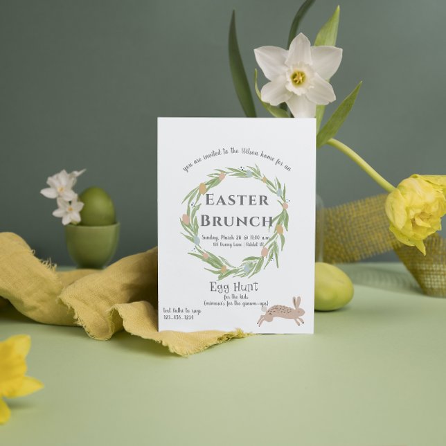 Elegant Wreath Bunny Easter Brunch Invitation (Creator Uploaded)