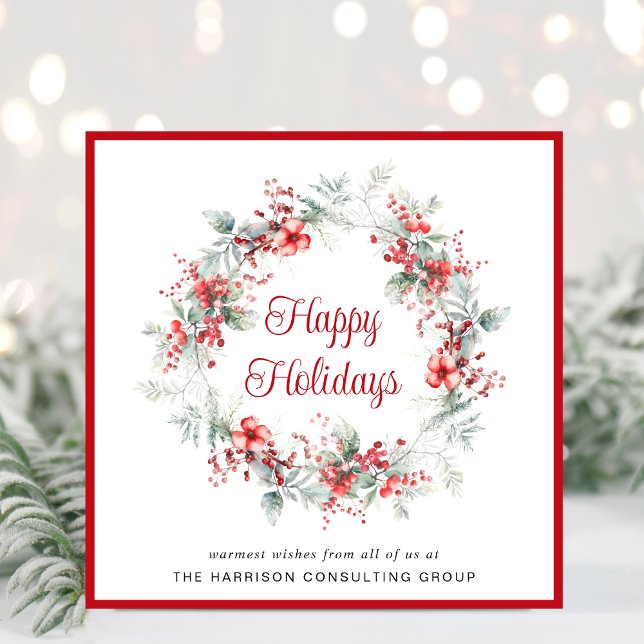 Elegant Wreath Business Corporate Christmas Holiday Card (Creator Uploaded)