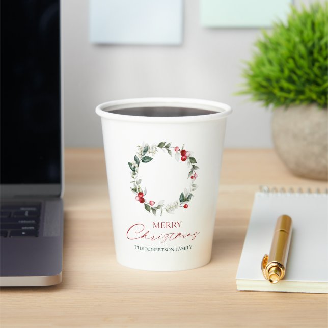 Elegant Wreath Christmas Paper Cup (Insitu)