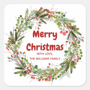 Elegant Wreath Christmas  Square Sticker