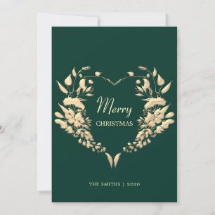 Elegant Wreath Green Merry Christmas Holiday Card