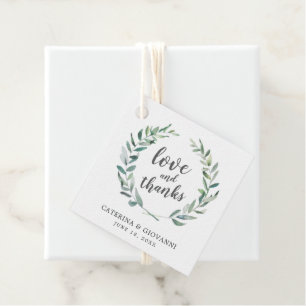 Elegant Wreath Greenery Rustic Wedding Favour Tags