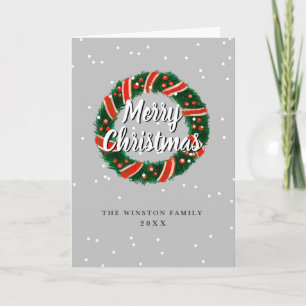 Elegant wreath Merry Christmas and Happy New Year  Holiday Card