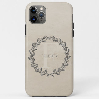 Elegant Wreath Monogram | Beige Case-Mate iPhone Case