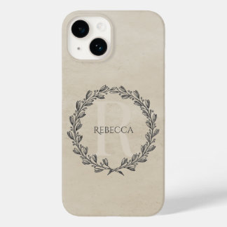 Elegant Wreath Monogram | Beige Case-Mate iPhone 14 Case