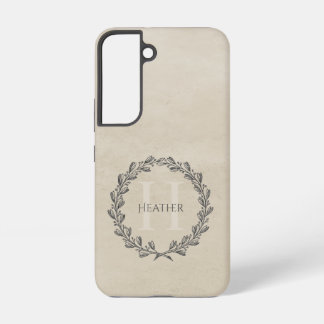 Elegant Wreath Monogram | Beige Samsung Galaxy Case
