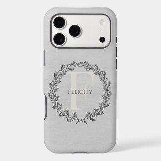 Elegant Wreath Monogram | Grey