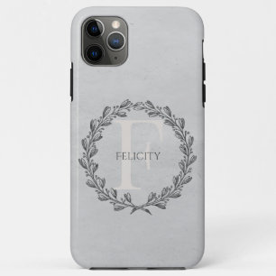 Elegant Wreath Monogram Grey Case-Mate iPhone Case