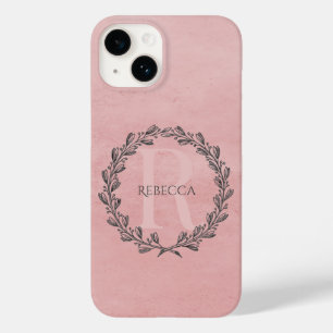 Elegant Wreath Monogram Pink Case-Mate iPhone 14 Case