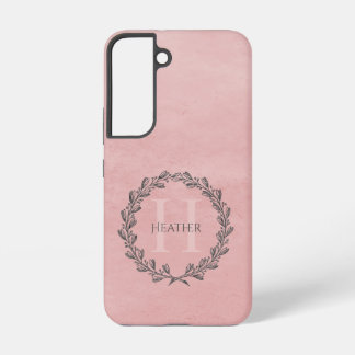 Elegant Wreath Monogram | Pink Samsung Galaxy Case