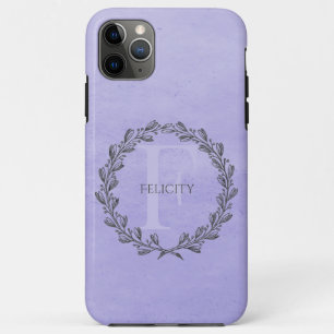 Elegant Wreath Monogram   Purple Case-Mate iPhone Case