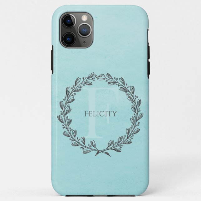 Elegant Wreath Monogram | Teal Case-Mate iPhone Case (Back)