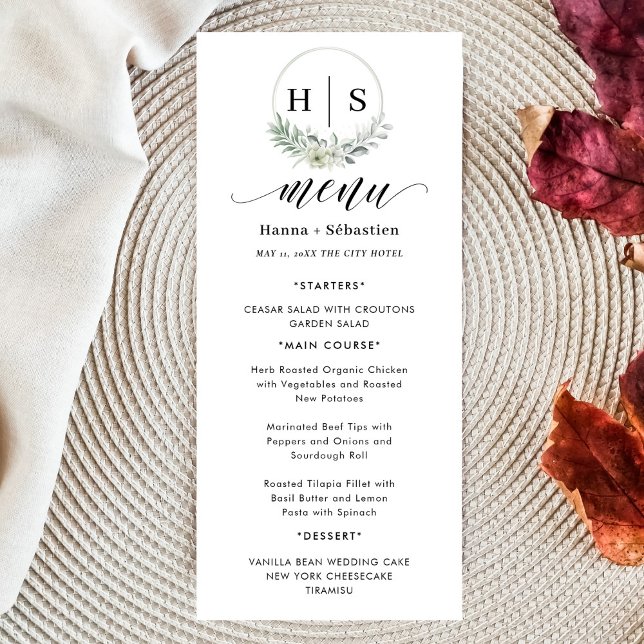 Elegant Wreath Monogram Wedding  Menu (Creator Uploaded)
