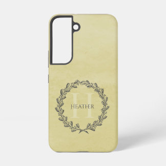 Elegant Wreath Monogram | Yellow Samsung Galaxy Case