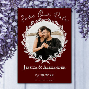 Elegant Wreath Photo Frame   Red Save The Date