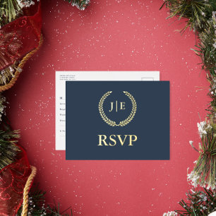 Elegant Wreath RSVP Wedding Foil Postcard