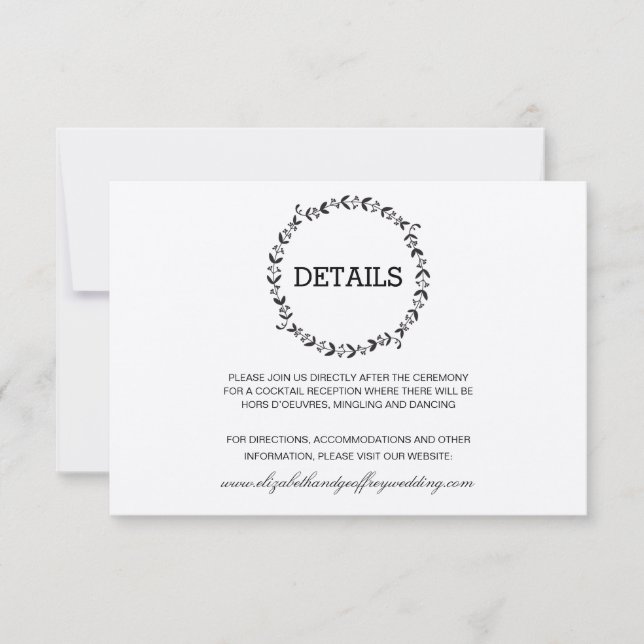Elegant Wreath Rustic Kraft Wedding Details Invitation (Front)