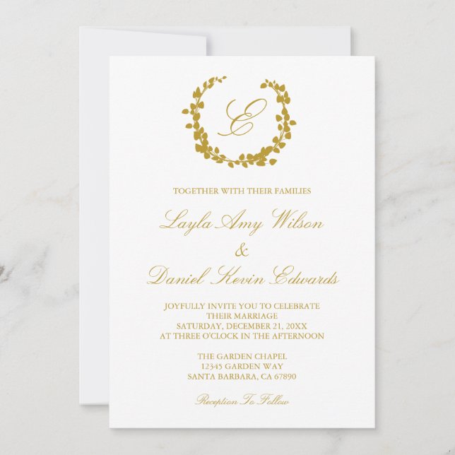 Elegant Wreath Wedding Invitation (Front)