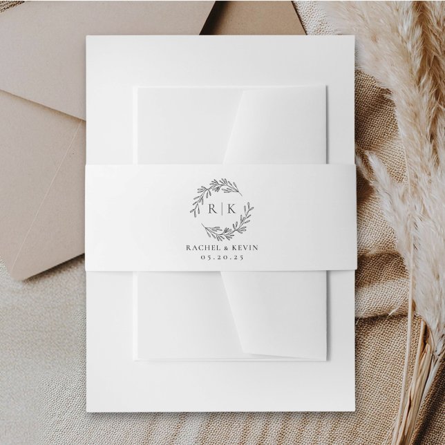 Elegant Wreath Wedding Monogram Invitation Belly Band (Creator Uploaded)