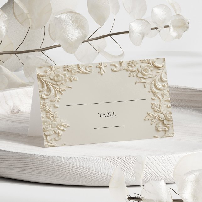 Elegant Write In Ivory Floral Embossed Table Place Card (Elegant Write In Ivory Floral Embossed Table Place Card)