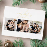 Elegant Written MERRY CHRISTMAS 3 Photo Collage<br><div class="desc">Real Foil Christmas Holiday Cards - Fully Editable and Customisable
*Please contact me for any design questions</div>