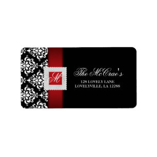 Elegant Xmas Wedding Label Jewels Red Black White