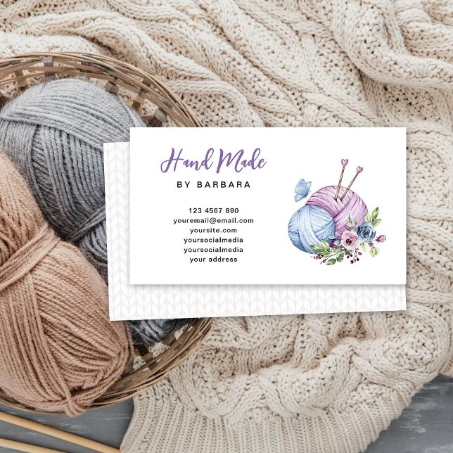Elegant Yarn Knitting Needles Business Card (Creator Uploaded)