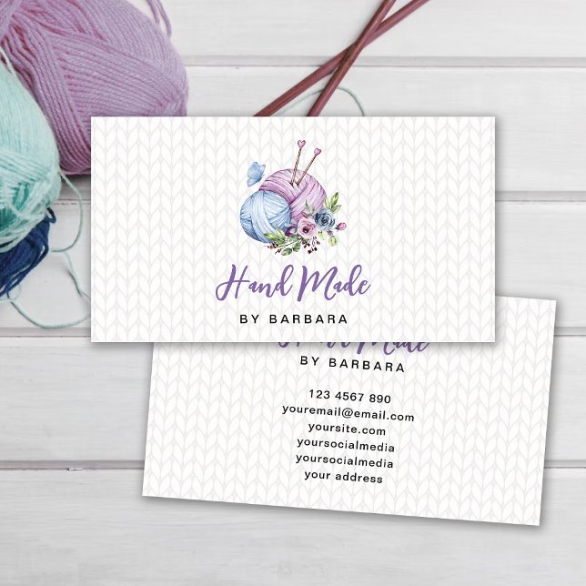 Elegant Yarn Knitting Needles Business Card (Creator Uploaded)