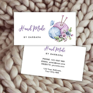Elegant Yarn Knitting Needles Business Card