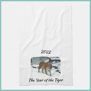 Elegant Year of the Tiger 2022 Tea Towel