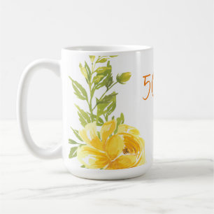 Elegant Yellow 50th Monogram Wedding Anniversary Coffee Mug