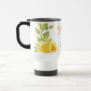 Elegant Yellow 50th Wedding Anniversary Monogram Travel Mug
