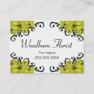 Elegant Yellow and Black Flowers Business Card
