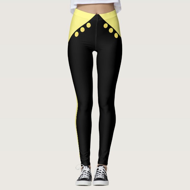 Elegant Yellow and Black Leggings (Front)