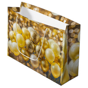 Elegant Yellow and Gold Balloon Wrapping Paper  Large Gift Bag