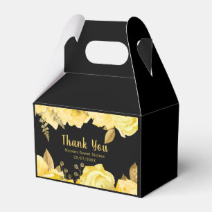 Elegant Yellow and Gold Flowers Sweet Sixteen Favour Box