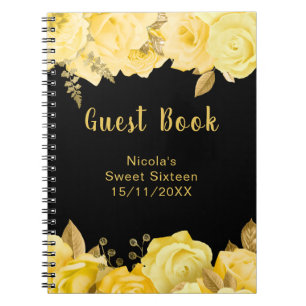 Elegant Yellow and Gold Flowers Sweet Sixteen Notebook