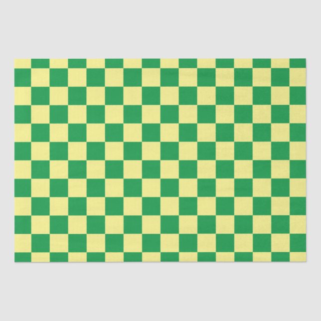 Elegant Yellow and Green Chequerboard  Tissue Paper (Front)