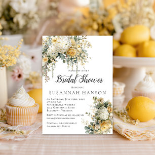 Elegant Yellow and Ivory Floral Bridal Shower   Invitation