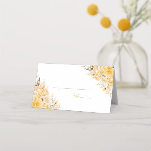 Elegant Yellow and Ivory Rose Wedding Place Card