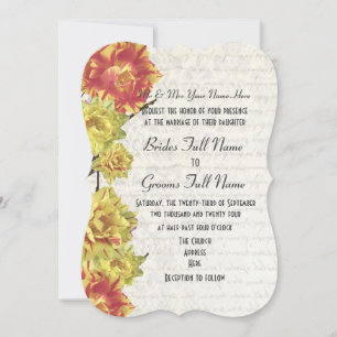 Elegant yellow and orange country floral wedding invitation