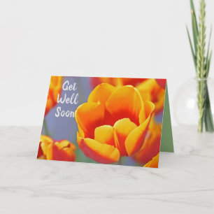 Elegant Yellow and Red Tulip Flowers Get Well Soon Card