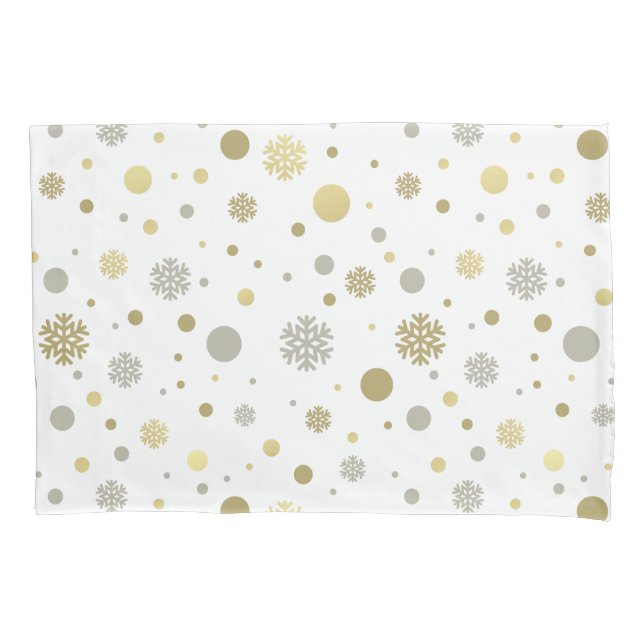 Elegant yellow and white gray merry Christmas  Pillowcase (Front)