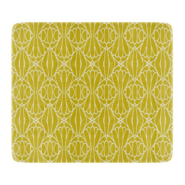 Elegant Yellow Art Deco Pattern with Diamond Motif Cutting Board (Front)