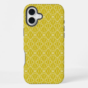 Elegant Yellow Art Deco Pattern with Diamond Motif iPhone 16 Plus Case