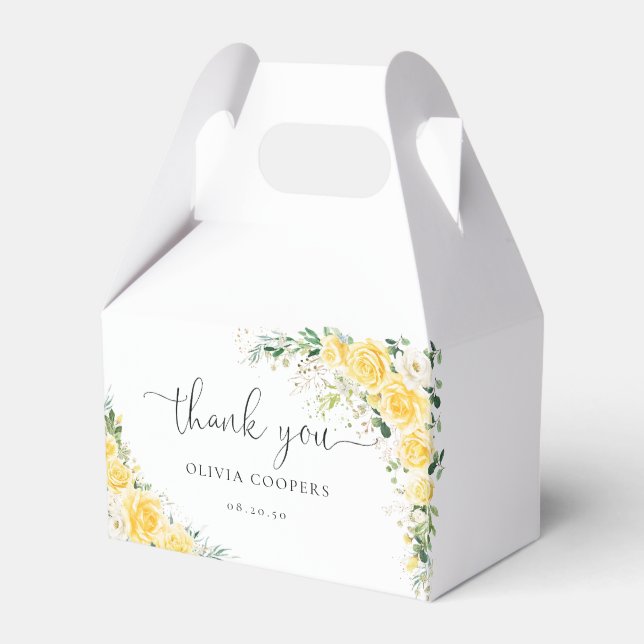 Elegant Yellow Baby Shower Favor Box (Front Side)