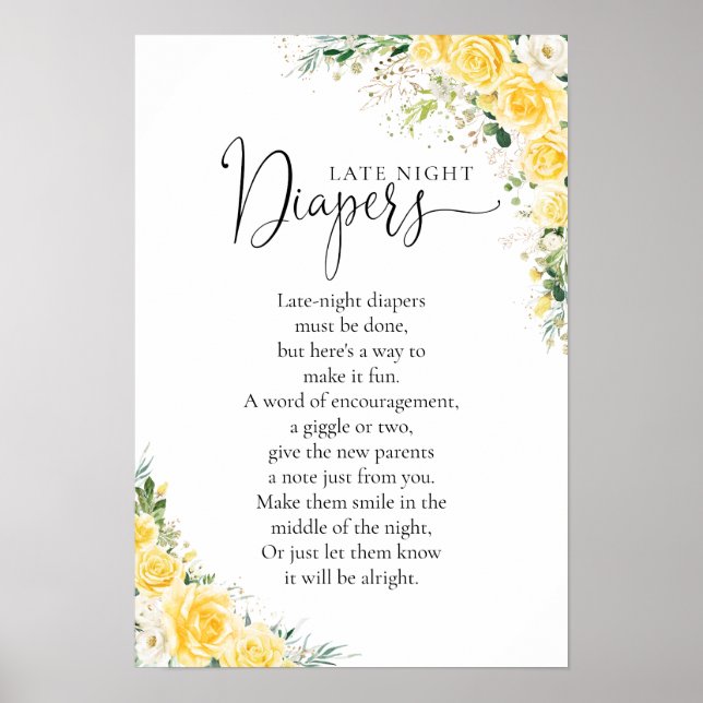 Elegant Yellow Baby Shower Poster (Front)