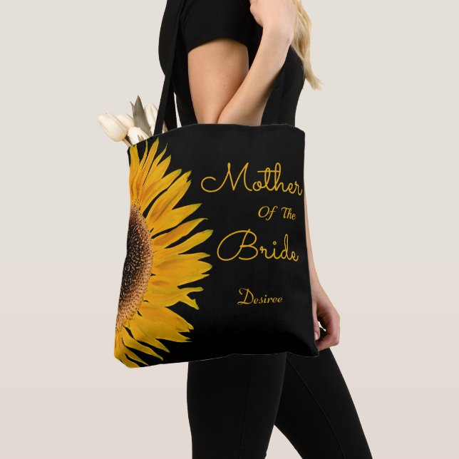 Elegant Yellow Black Sunflower Mother Of The Bride Tote Bag (Close Up)