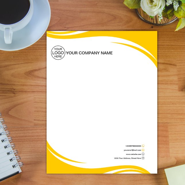 Elegant yellow Business logo Custom Letterhead (Creator Uploaded)